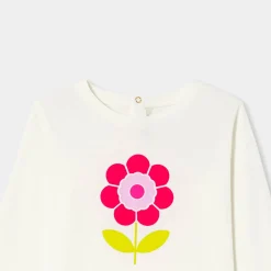 T-shirt enfant fille manches longues - blanc doux jacadi