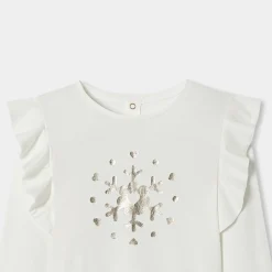 T-shirt enfant fille manches longues - blanc doux jacadi