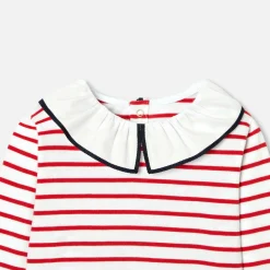 T-shirt rayé enfant fille - blanc/rouge