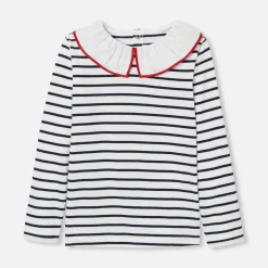 T-shirt rayé enfant fille - blanc/marine