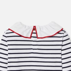 T-shirt rayé enfant fille - blanc/marine