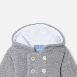 Veste burnous en tricot bébé - gris chine clair jacadi