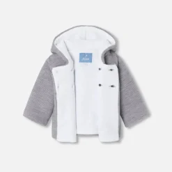 Veste burnous en tricot bébé - gris chine clair jacadi
