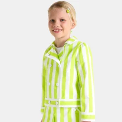 Veste courte enfant fille - blanc/vert
