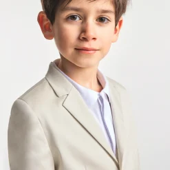 Veste enfant garçon en satin de coton - blanc casse