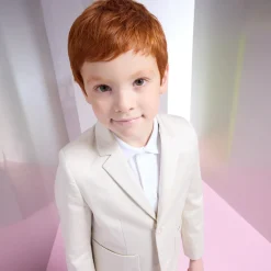 Veste enfant garçon en satin de coton - blanc casse